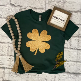 Golden Glitter Shamrock- Short Sleeve T-Shirt