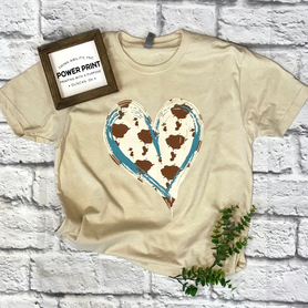 Cowhide Heart- Short Sleeve T-Shirt